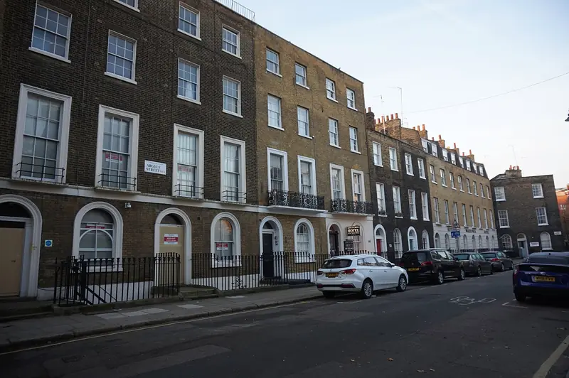 A London street of Georgian terraced houses