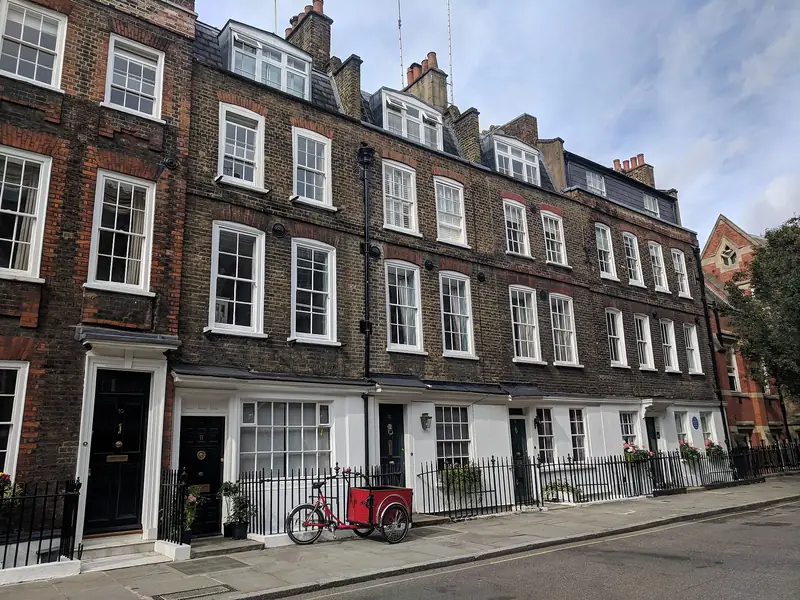 A row of Georgian townhouses on a London street